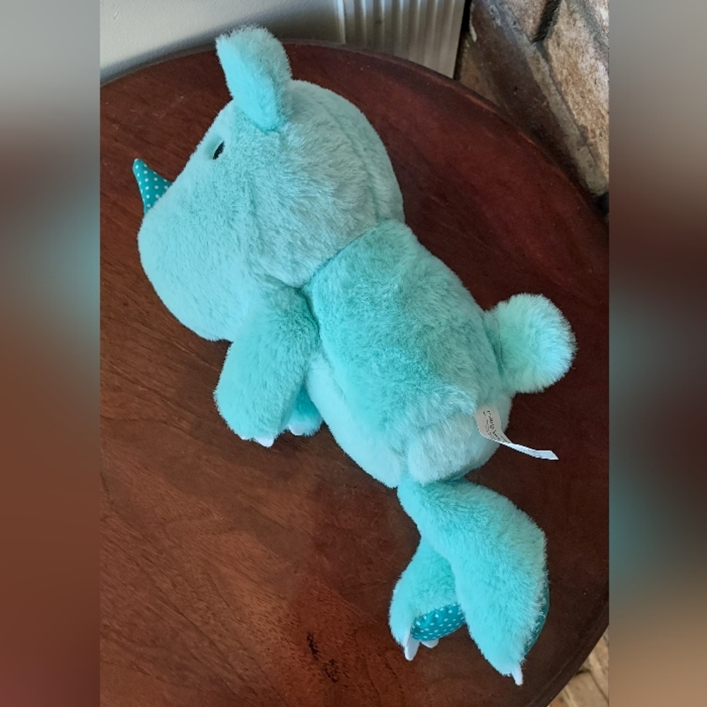 Make Believe Ideas Aqua Blue Rhinocorn Rhino Plush Stuffed Animal Toy